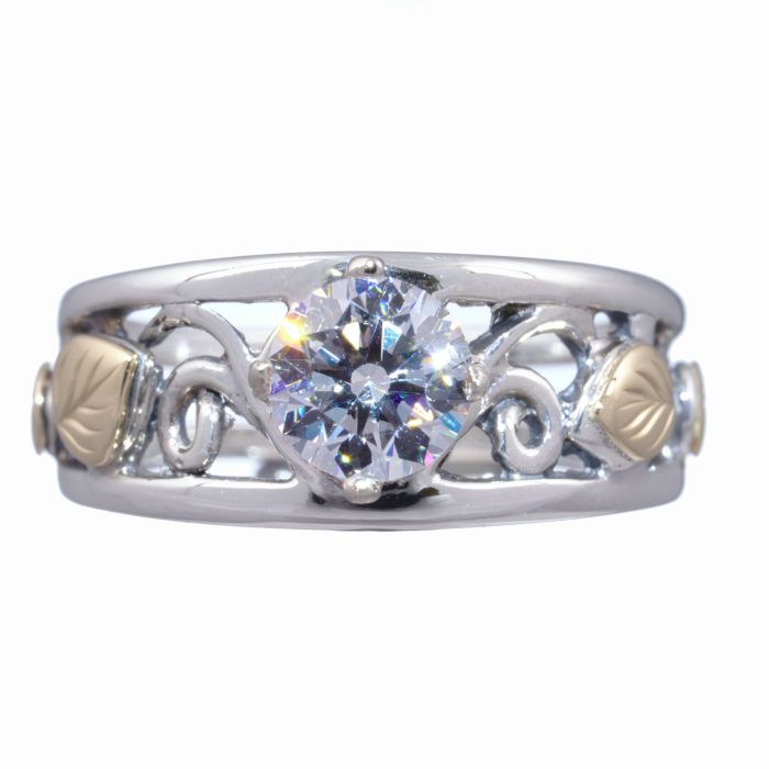 Open Floral Ring with CZ - Image 3