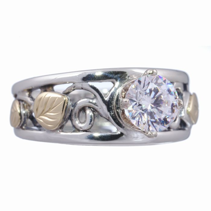 Open Floral Ring with CZ - Image 4