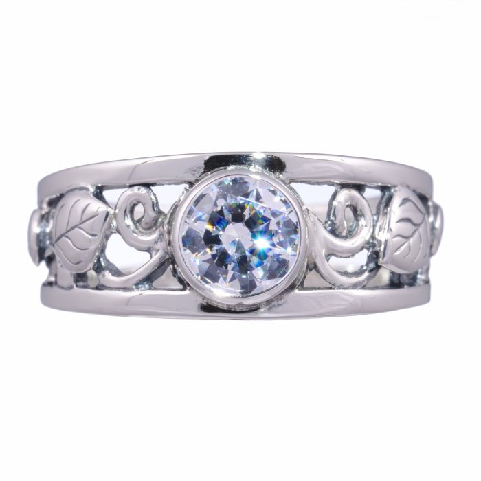 Open Floral Ring with CZ