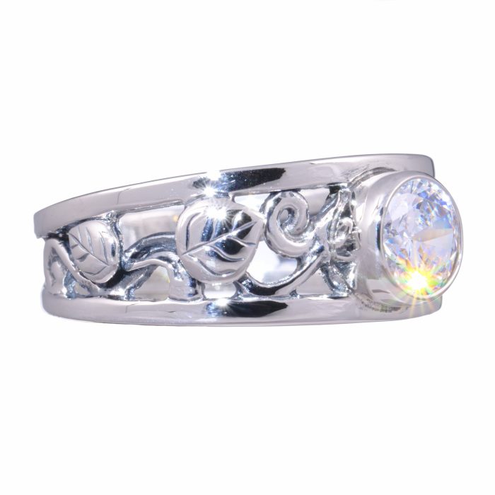 Open Floral Ring with CZ - Image 2