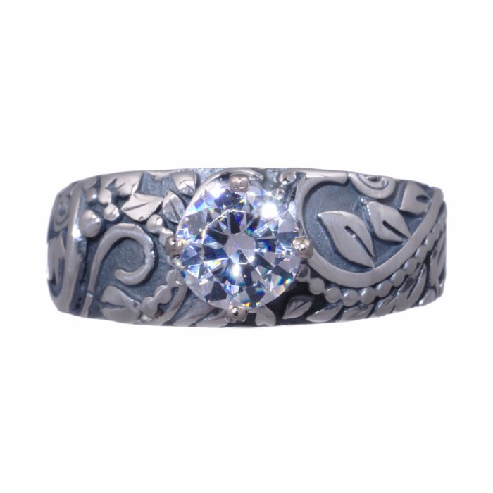 Tapered Victorian Ring with Birthstone - Image 3