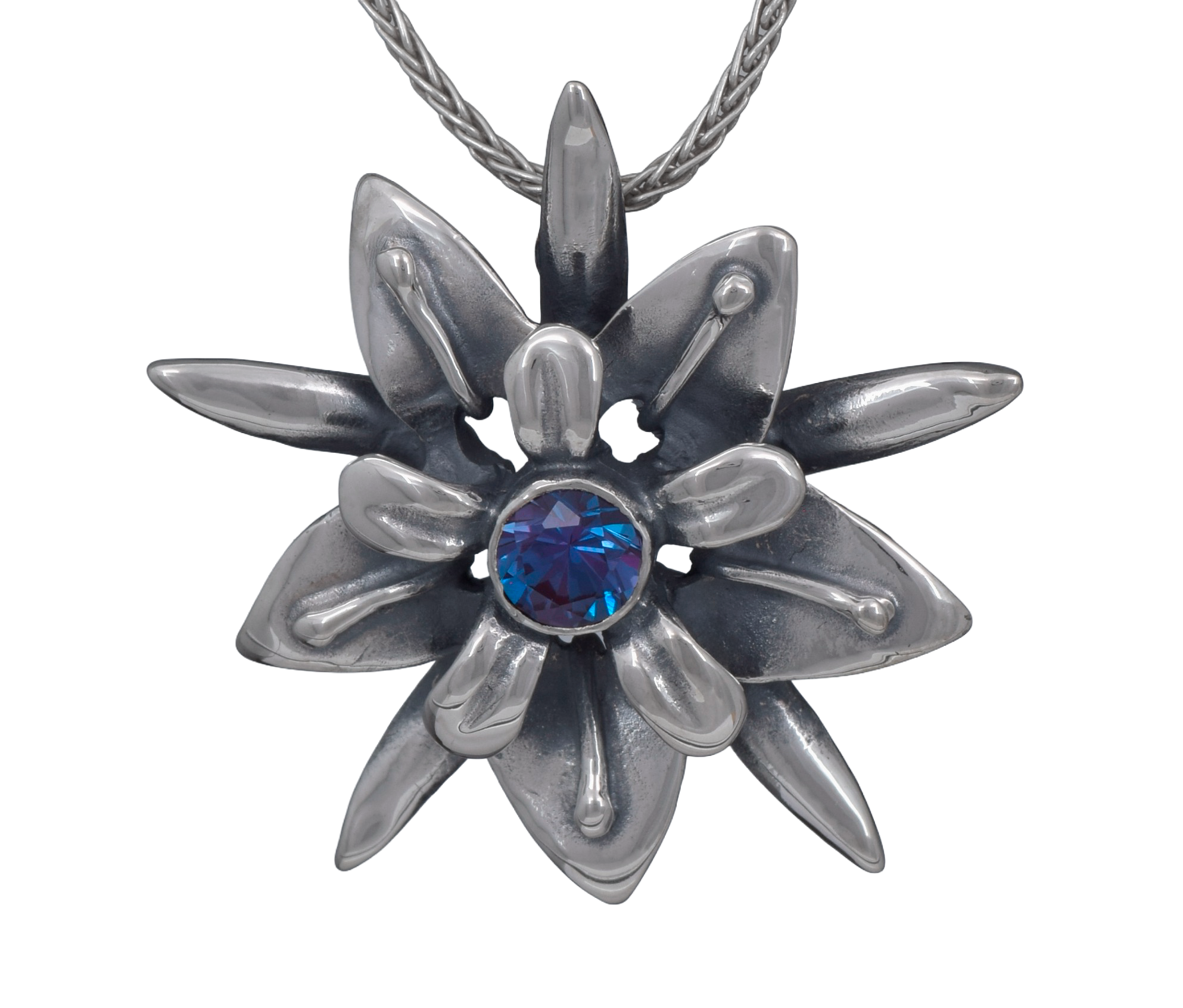 Large Flower Pendant with stone