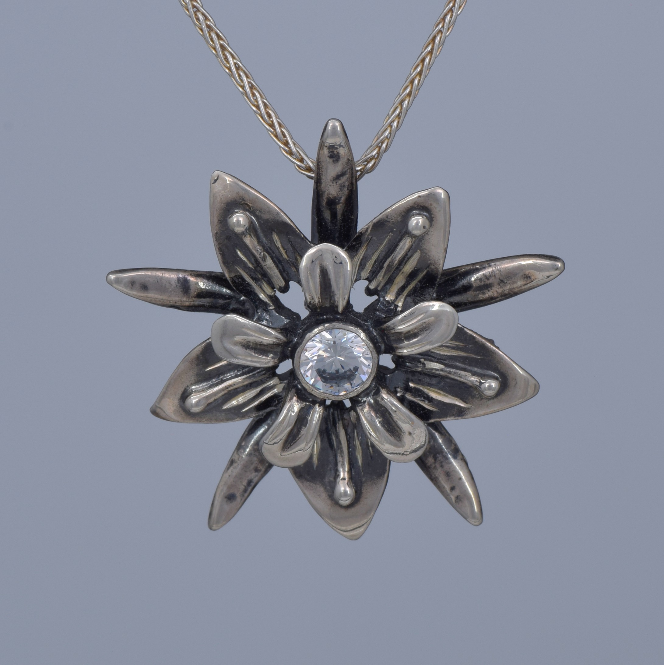 Large Flower Pendant with stone - Image 2